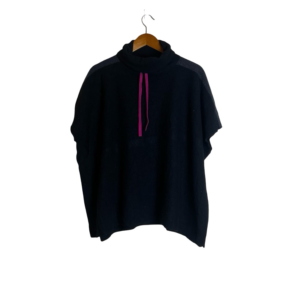 Tahari black merino wool & cashmere poncho